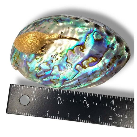 Vintage Paperweight Ariki New Zealand Kiwi Paua Genuine Shell Figurine - Picture 11 of 12